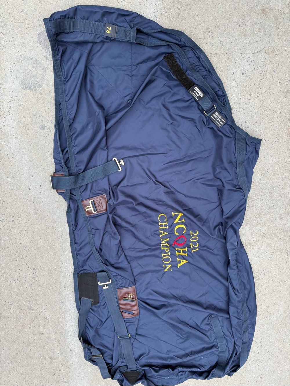 Schneider Adjustafit VFree horse 78 Navy Rain sheet with Embroidered Logo